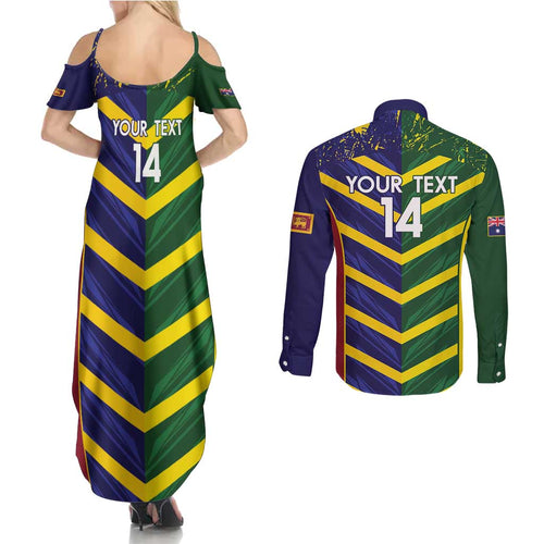 Custom Sri Lanka And Australia Cricket Couples Matching Summer Maxi Dress and Long Sleeve Button Shirt 2025 The Lions Baggy Greens Together
