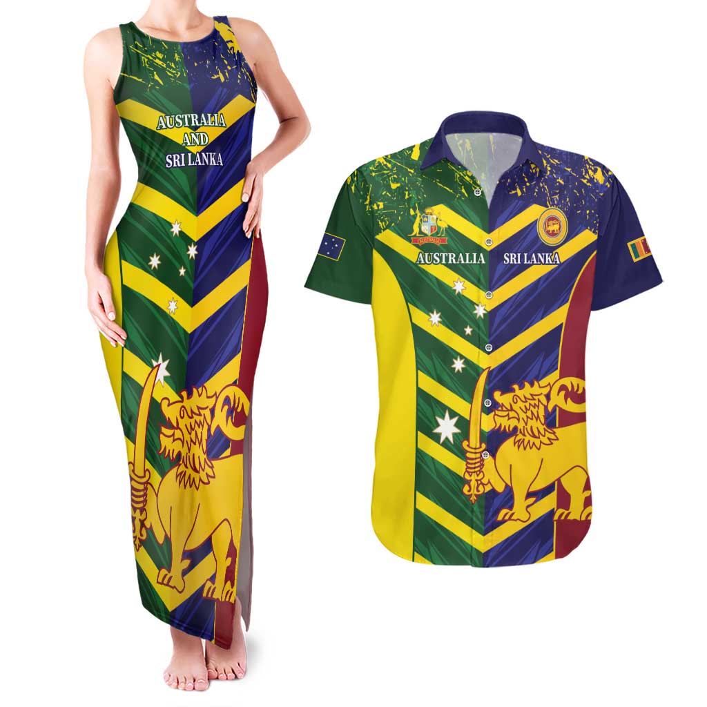Custom Sri Lanka And Australia Cricket Couples Matching Tank Maxi Dress and Hawaiian Shirt 2025 The Lions Baggy Greens Together