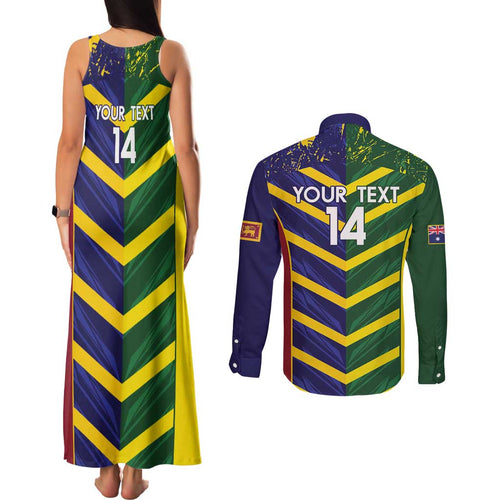 Custom Sri Lanka And Australia Cricket Couples Matching Tank Maxi Dress and Long Sleeve Button Shirt 2025 The Lions Baggy Greens Together