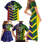 Custom Sri Lanka And Australia Cricket Family Matching Short Sleeve Bodycon Dress and Hawaiian Shirt 2025 The Lions Baggy Greens Together