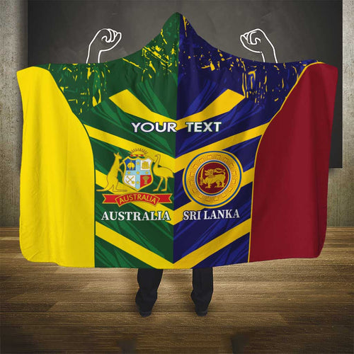 Custom Sri Lanka And Australia Cricket Hooded Blanket 2025 The Lions Baggy Greens Together