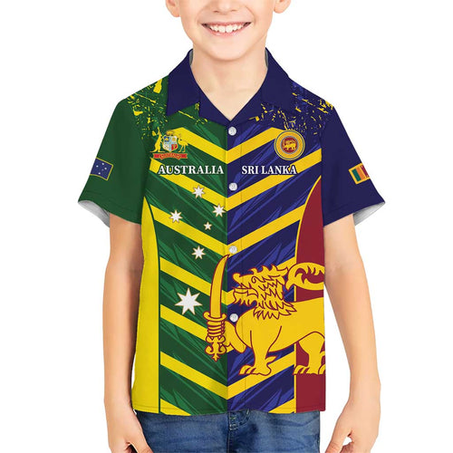 Custom Sri Lanka And Australia Cricket Kid Hawaiian Shirt 2025 The Lions Baggy Greens Together