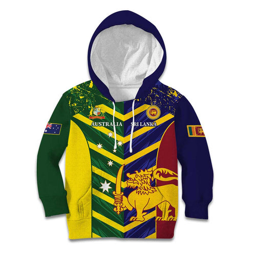 Custom Sri Lanka And Australia Cricket Kid Hoodie 2025 The Lions Baggy Greens Together