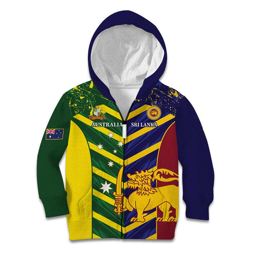 Custom Sri Lanka And Australia Cricket Kid Hoodie 2025 The Lions Baggy Greens Together