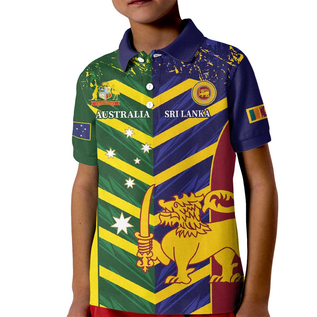 Custom Sri Lanka And Australia Cricket Kid Polo Shirt 2025 The Lions Baggy Greens Together