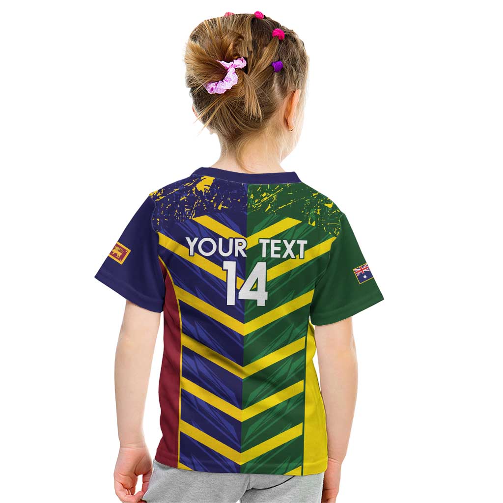Custom Sri Lanka And Australia Cricket Kid T Shirt 2025 The Lions Baggy Greens Together