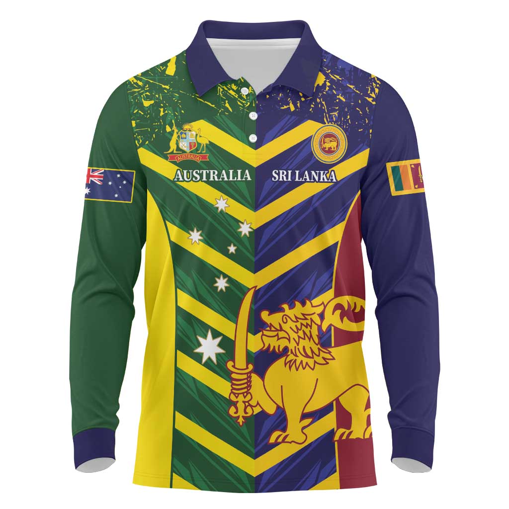 Custom Sri Lanka And Australia Cricket Long Sleeve Polo Shirt 2025 The Lions Baggy Greens Together