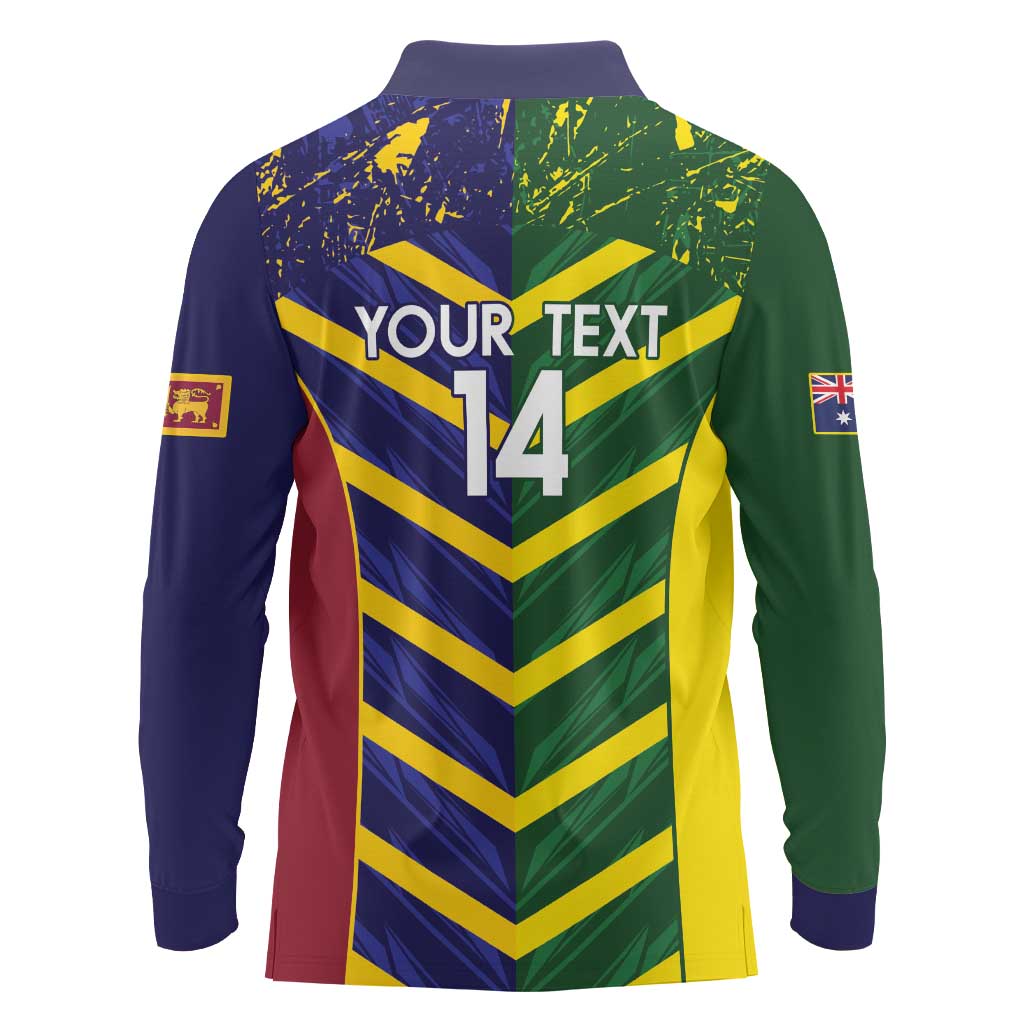Custom Sri Lanka And Australia Cricket Long Sleeve Polo Shirt 2025 The Lions Baggy Greens Together