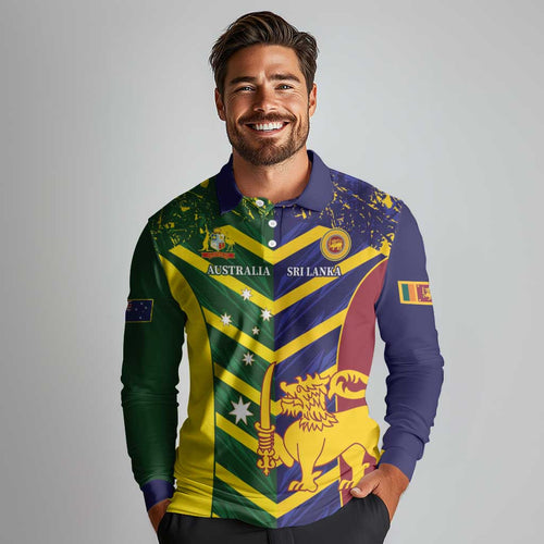 Custom Sri Lanka And Australia Cricket Long Sleeve Polo Shirt 2025 The Lions Baggy Greens Together