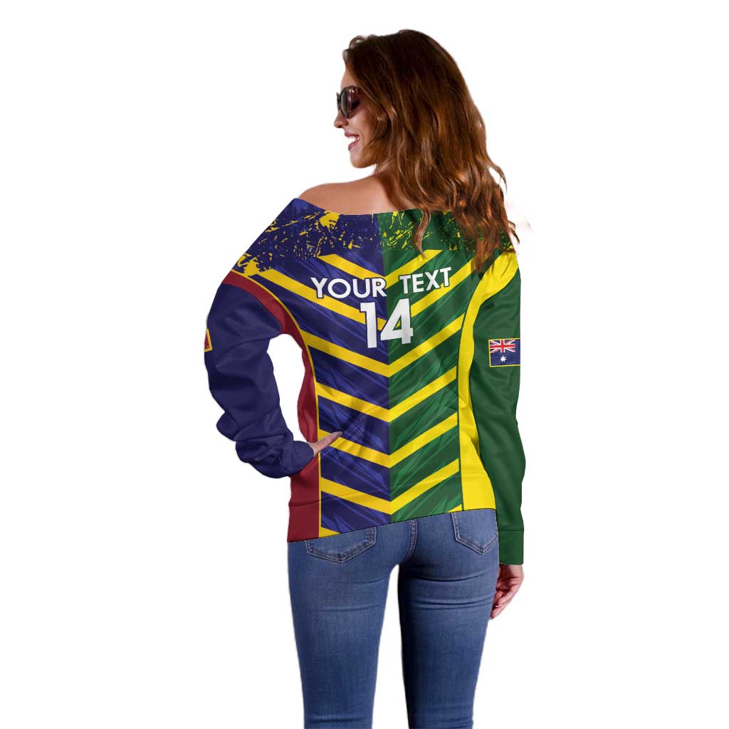 Custom Sri Lanka And Australia Cricket Off Shoulder Sweater 2025 The Lions Baggy Greens Together
