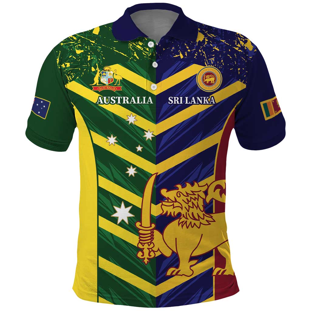 Custom Sri Lanka And Australia Cricket Polo Shirt 2025 The Lions Baggy Greens Together