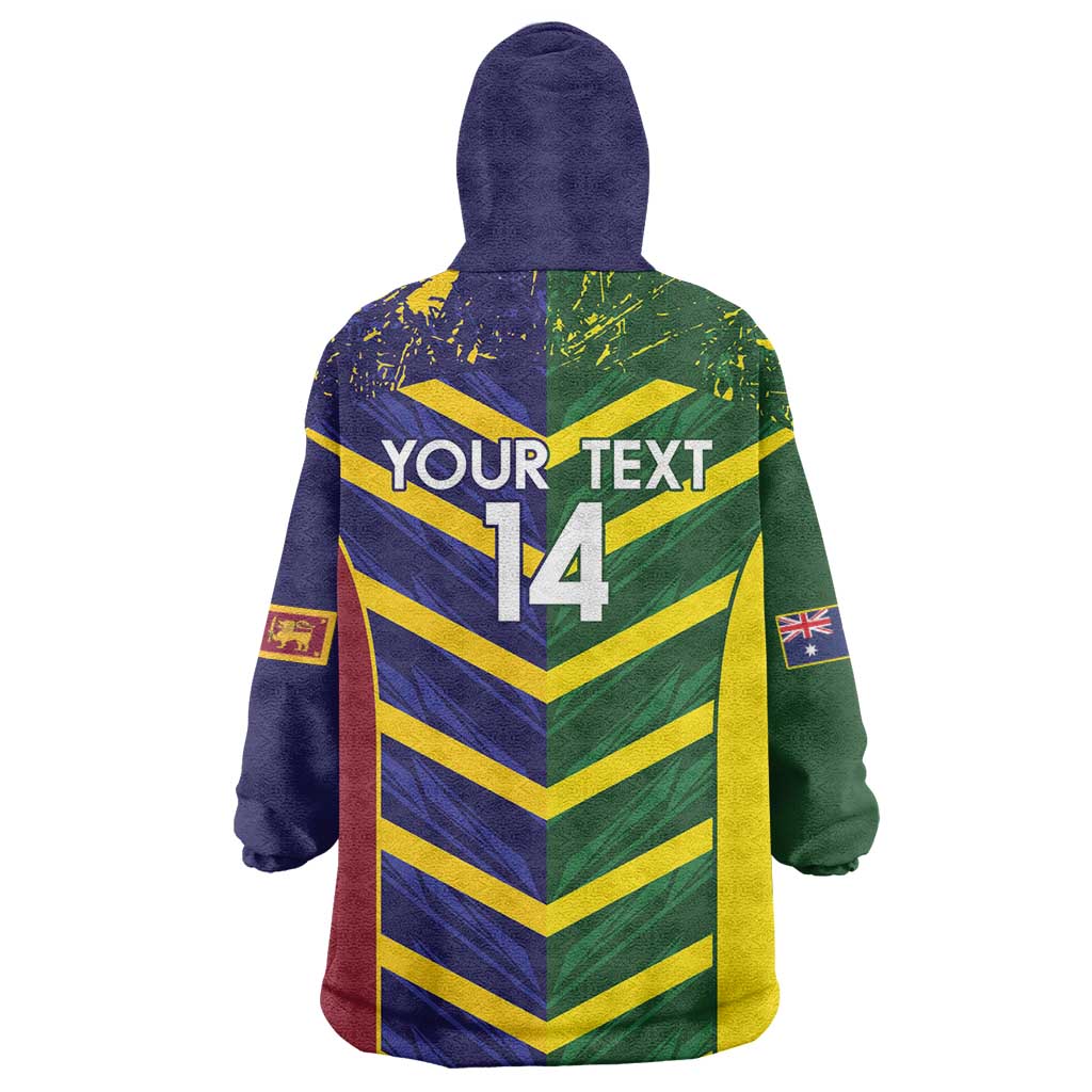 Custom Sri Lanka And Australia Cricket Wearable Blanket Hoodie 2025 The Lions Baggy Greens Together