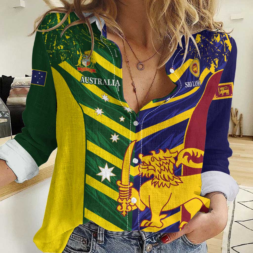 Custom Sri Lanka And Australia Cricket Women Casual Shirt 2025 The Lions Baggy Greens Together