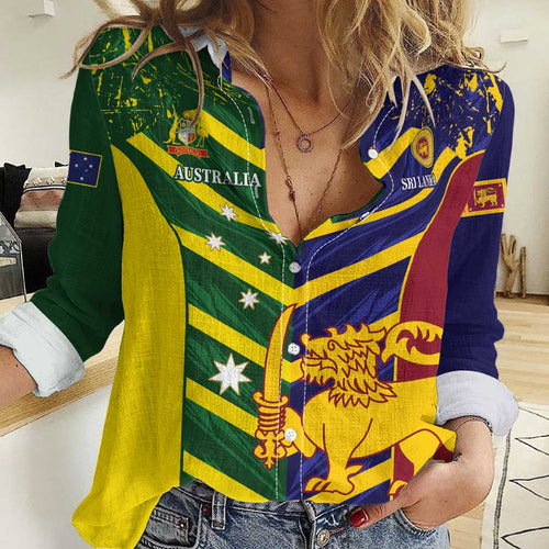Custom Sri Lanka And Australia Cricket Women Casual Shirt 2025 The Lions Baggy Greens Together