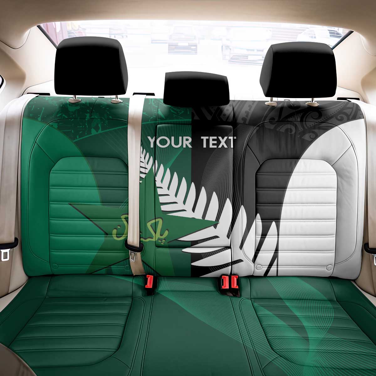Custom New Zealand And Pakistan Cricket Back Car Seat Cover 2025 Black Cap Shaheens Together