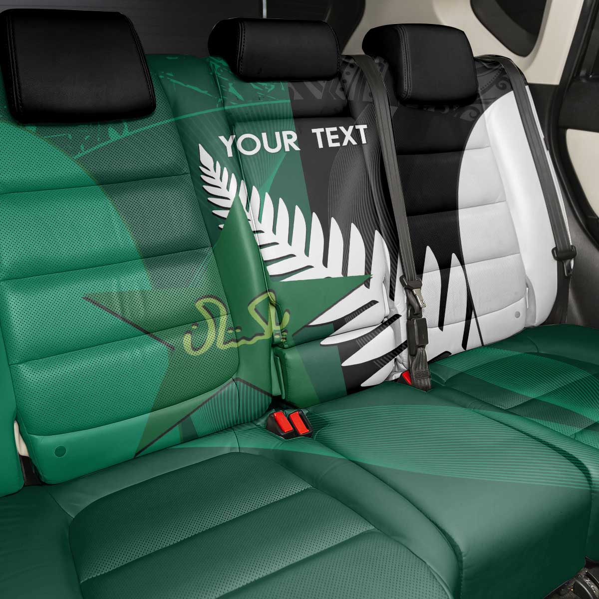 Custom New Zealand And Pakistan Cricket Back Car Seat Cover 2025 Black Cap Shaheens Together