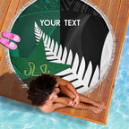 Custom New Zealand And Pakistan Cricket Beach Blanket 2025 Black Cap Shaheens Together