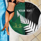 Custom New Zealand And Pakistan Cricket Beach Blanket 2025 Black Cap Shaheens Together