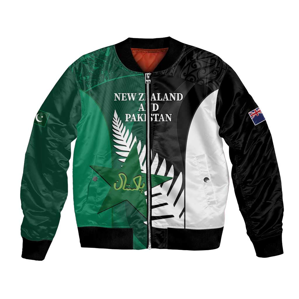 Custom New Zealand And Pakistan Cricket Bomber Jacket 2025 Black Cap Shaheens Together
