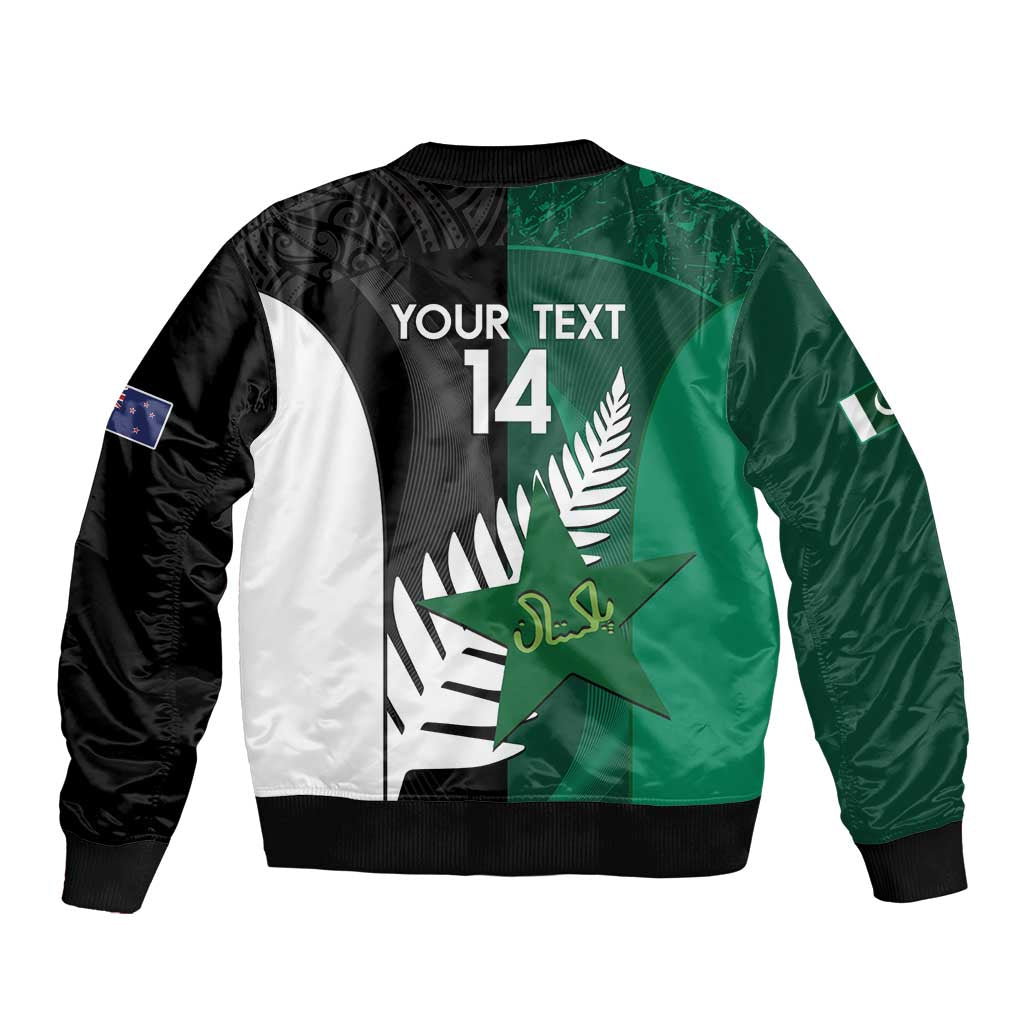 Custom New Zealand And Pakistan Cricket Bomber Jacket 2025 Black Cap Shaheens Together