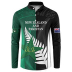 Custom New Zealand And Pakistan Cricket Button Sweatshirt 2025 Black Cap Shaheens Together