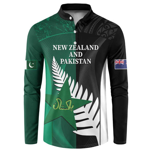 Custom New Zealand And Pakistan Cricket Button Sweatshirt 2025 Black Cap Shaheens Together