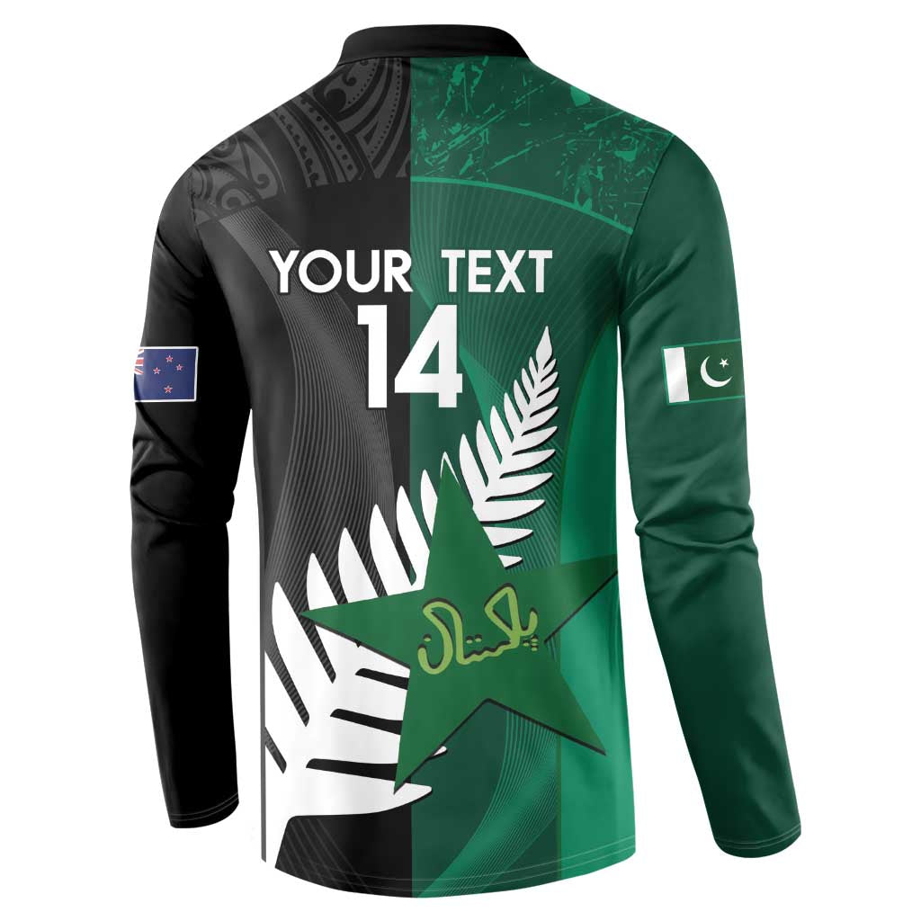 Custom New Zealand And Pakistan Cricket Button Sweatshirt 2025 Black Cap Shaheens Together