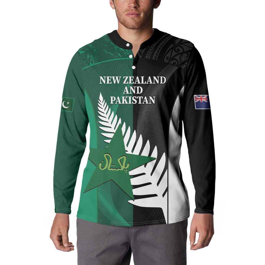 Custom New Zealand And Pakistan Cricket Button Sweatshirt 2025 Black Cap Shaheens Together