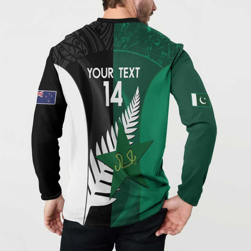 Custom New Zealand And Pakistan Cricket Button Sweatshirt 2025 Black Cap Shaheens Together