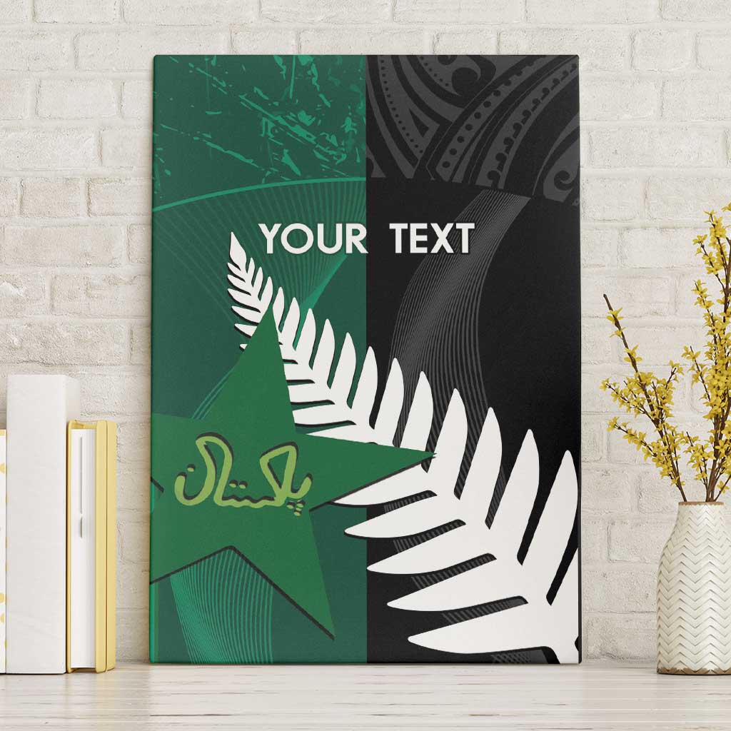 Custom New Zealand And Pakistan Cricket Canvas Wall Art 2025 Black Cap Shaheens Together