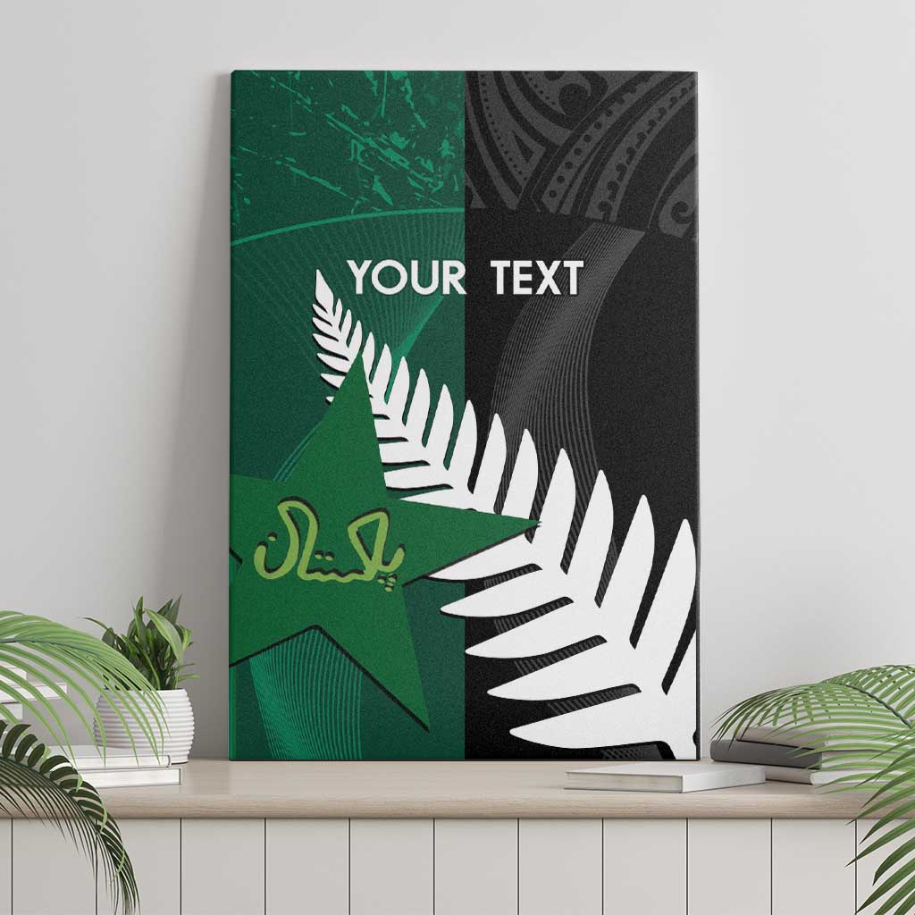 Custom New Zealand And Pakistan Cricket Canvas Wall Art 2025 Black Cap Shaheens Together