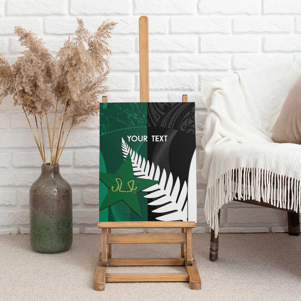 Custom New Zealand And Pakistan Cricket Canvas Wall Art 2025 Black Cap Shaheens Together