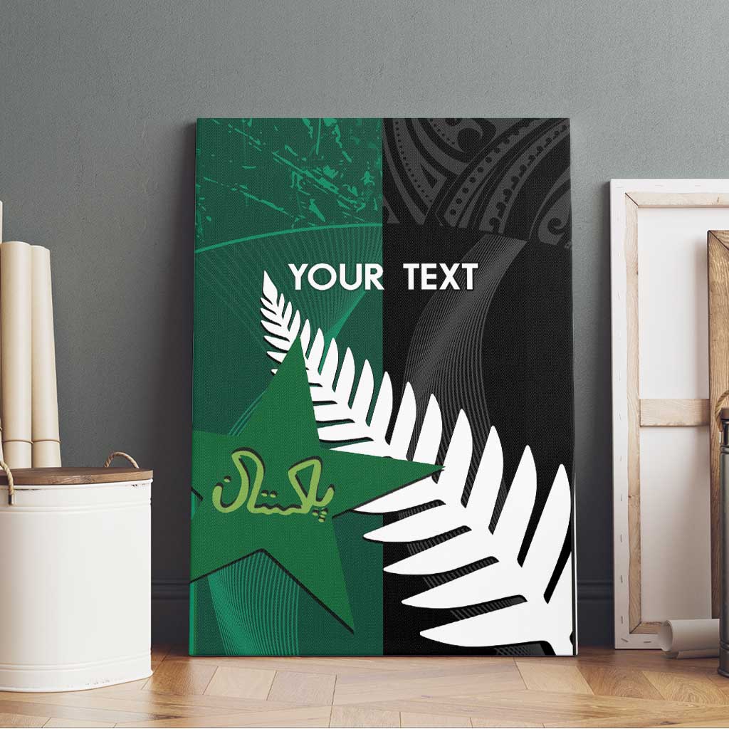 Custom New Zealand And Pakistan Cricket Canvas Wall Art 2025 Black Cap Shaheens Together