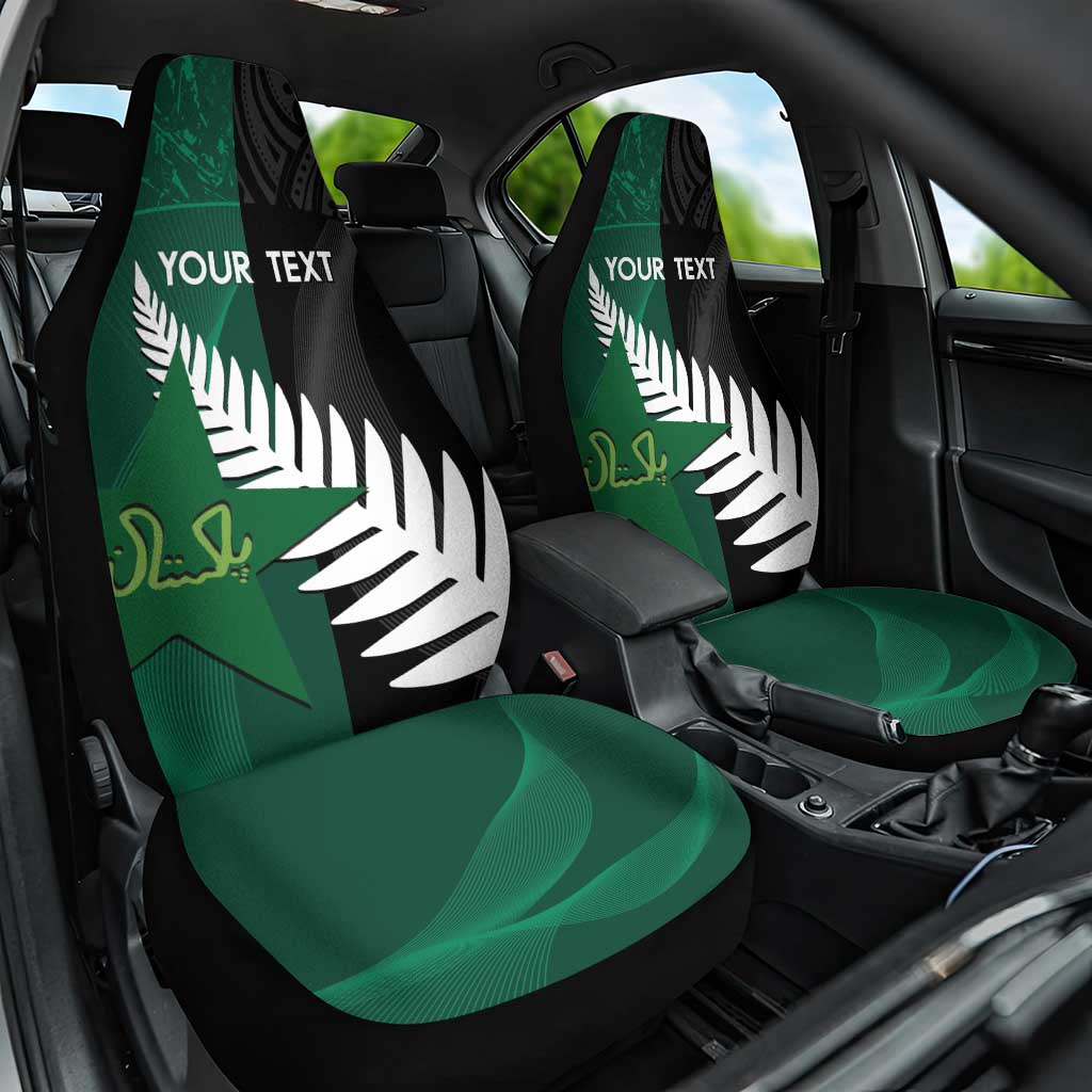 Custom New Zealand And Pakistan Cricket Car Seat Cover 2025 Black Cap Shaheens Together