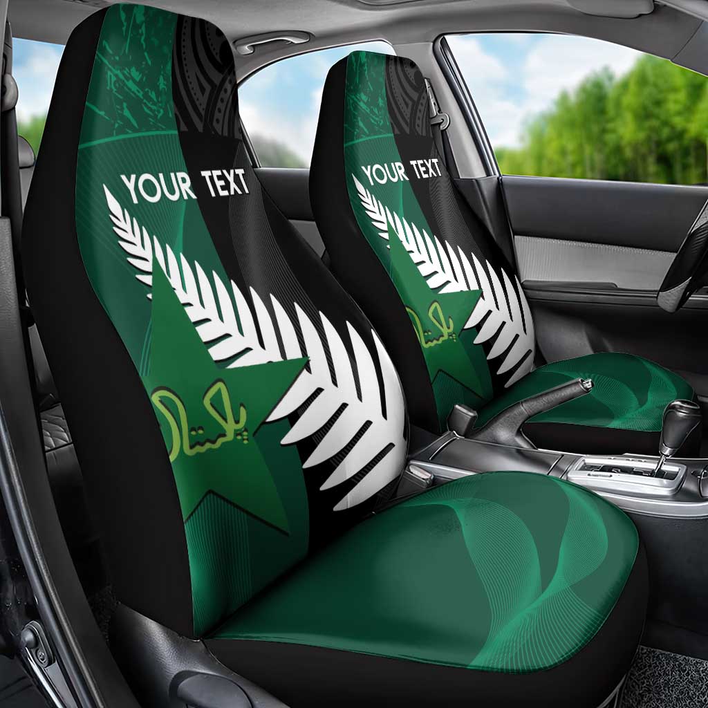 Custom New Zealand And Pakistan Cricket Car Seat Cover 2025 Black Cap Shaheens Together