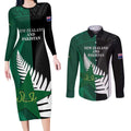Custom New Zealand And Pakistan Cricket Couples Matching Long Sleeve Bodycon Dress and Long Sleeve Button Shirt 2025 Black Cap Shaheens Together