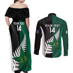 Custom New Zealand And Pakistan Cricket Couples Matching Off Shoulder Maxi Dress and Long Sleeve Button Shirt 2025 Black Cap Shaheens Together