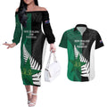 Custom New Zealand And Pakistan Cricket Couples Matching Off The Shoulder Long Sleeve Dress and Hawaiian Shirt 2025 Black Cap Shaheens Together
