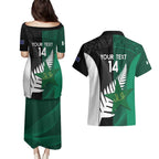 Custom New Zealand And Pakistan Cricket Couples Matching Puletasi and Hawaiian Shirt 2025 Black Cap Shaheens Together