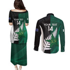 Custom New Zealand And Pakistan Cricket Couples Matching Puletasi and Long Sleeve Button Shirt 2025 Black Cap Shaheens Together
