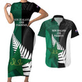 Custom New Zealand And Pakistan Cricket Couples Matching Short Sleeve Bodycon Dress and Hawaiian Shirt 2025 Black Cap Shaheens Together
