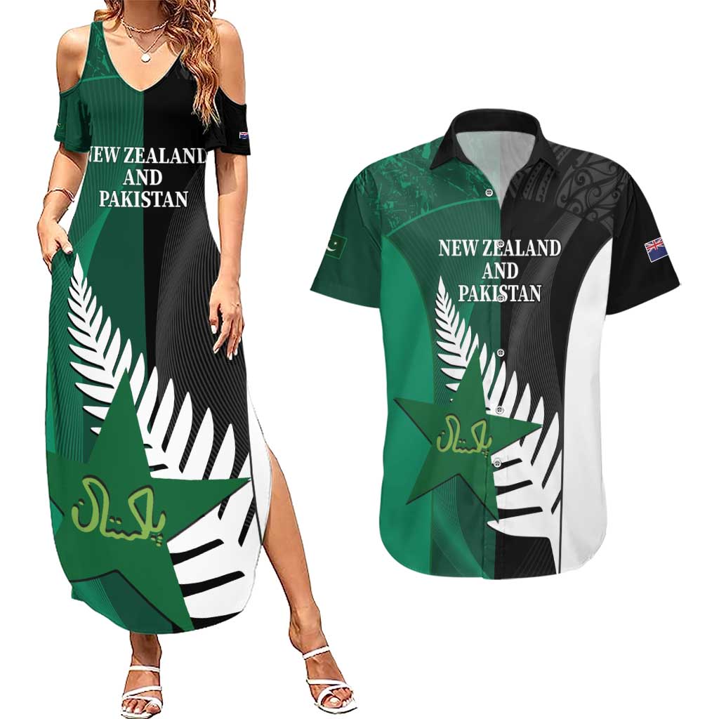Custom New Zealand And Pakistan Cricket Couples Matching Summer Maxi Dress and Hawaiian Shirt 2025 Black Cap Shaheens Together
