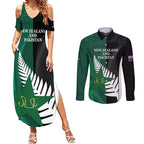 Custom New Zealand And Pakistan Cricket Couples Matching Summer Maxi Dress and Long Sleeve Button Shirt 2025 Black Cap Shaheens Together