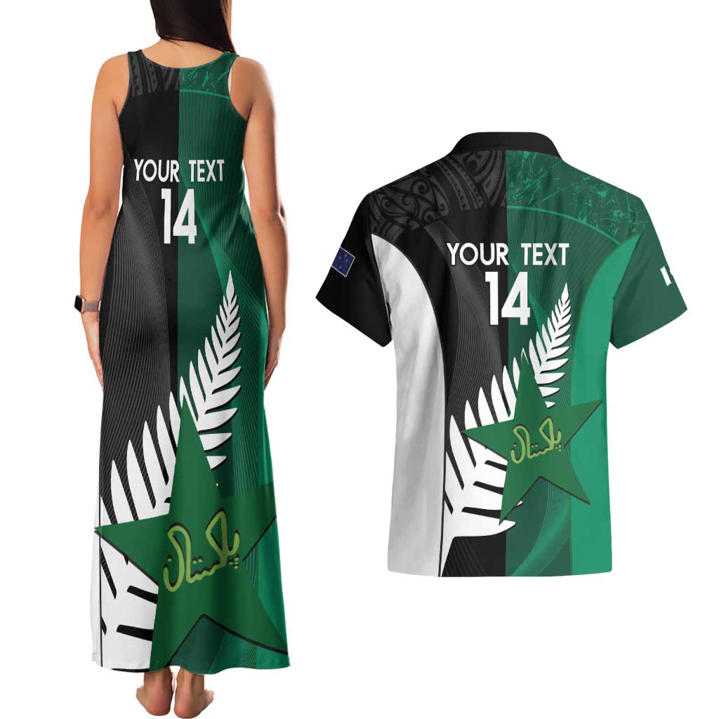 Custom New Zealand And Pakistan Cricket Couples Matching Tank Maxi Dress and Hawaiian Shirt 2025 Black Cap Shaheens Together