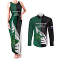 Custom New Zealand And Pakistan Cricket Couples Matching Tank Maxi Dress and Long Sleeve Button Shirt 2025 Black Cap Shaheens Together