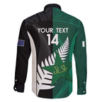 Custom New Zealand And Pakistan Cricket Family Matching Off The Shoulder Long Sleeve Dress and Hawaiian Shirt 2025 Black Cap Shaheens Together