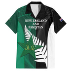 Custom New Zealand And Pakistan Cricket Family Matching Off Shoulder Maxi Dress and Hawaiian Shirt 2025 Black Cap Shaheens Together