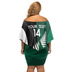 Custom New Zealand And Pakistan Cricket Family Matching Off Shoulder Short Dress and Hawaiian Shirt 2025 Black Cap Shaheens Together