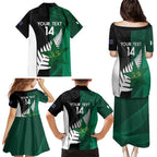 Custom New Zealand And Pakistan Cricket Family Matching Puletasi and Hawaiian Shirt 2025 Black Cap Shaheens Together