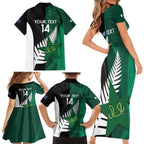 Custom New Zealand And Pakistan Cricket Family Matching Short Sleeve Bodycon Dress and Hawaiian Shirt 2025 Black Cap Shaheens Together